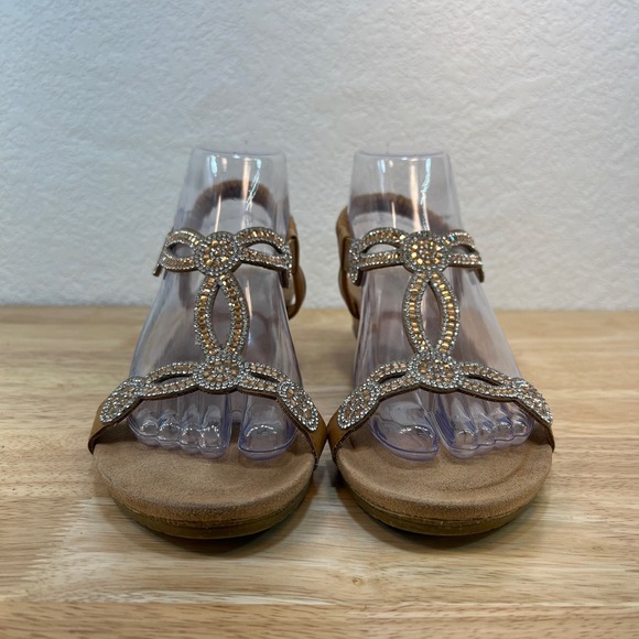 SAIMEITU Gold sling back wedge sandals‎ size 39 - Picture 2 of 12